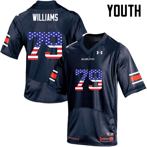 Auburn Tigers Youth Andrew Williams #79 Navy Under Armour Stitched College USA Flag Fashion NCAA Authentic Football Jersey EJE1374VA